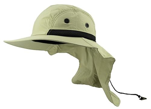 Wide Brim Sun Hat for Men Women with Neck Flap Waterproof UPF50 One Size Stone