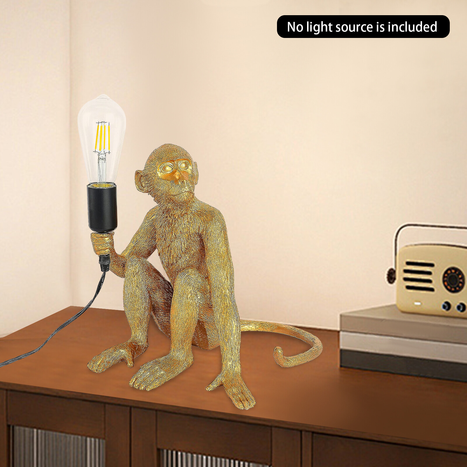 Gold Monkey Table Lamp Sitting Monkey Light Bedroom Monkey Table Light Gift
