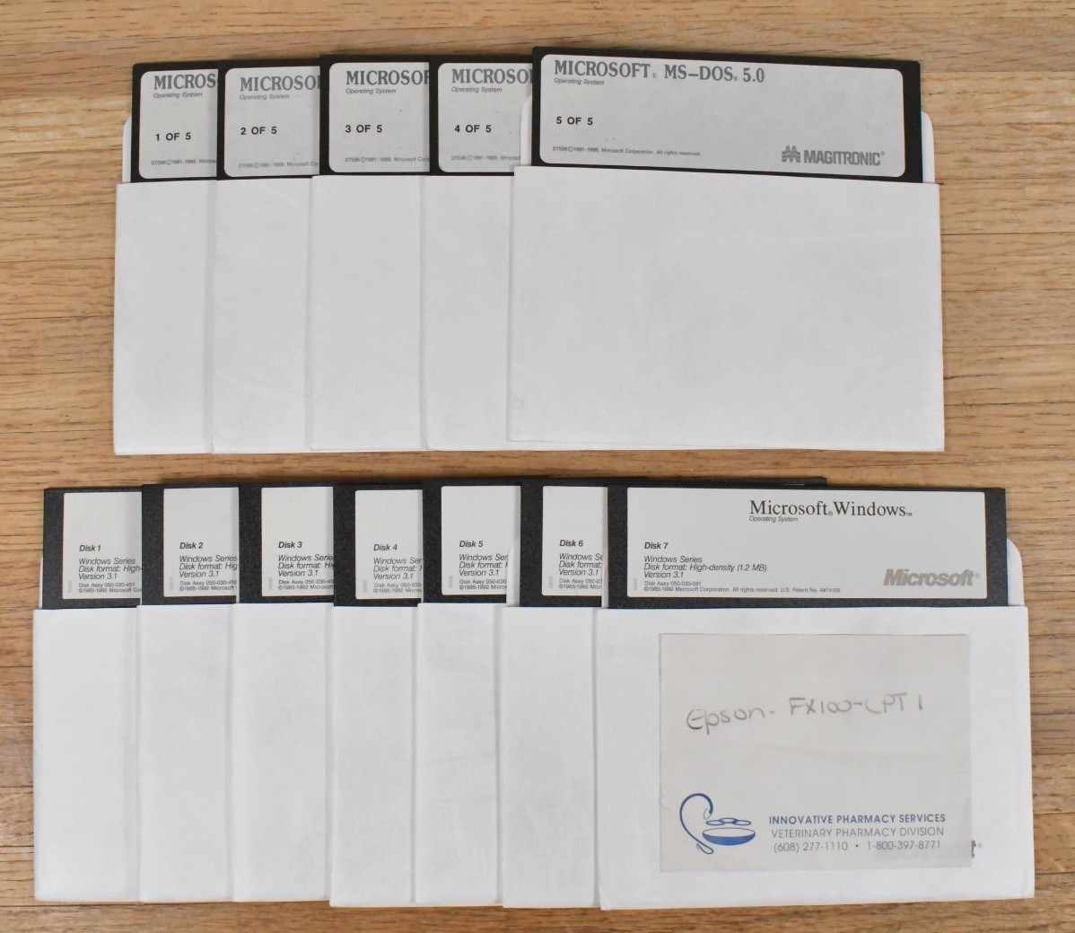 Vtg 1988 MS-DOS + Windows 3.1 Operating Systems on 5.25" Floppy