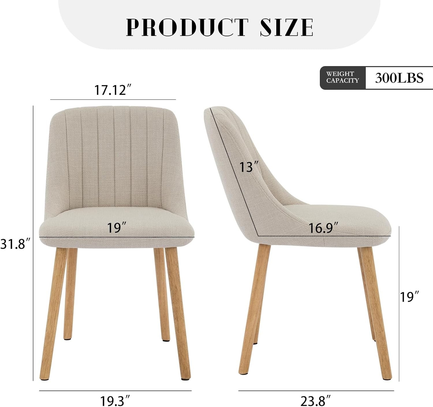 Dining Chairs Set of 2 Modern Upholstered Kitchen Chairs Ergonomic Back Support