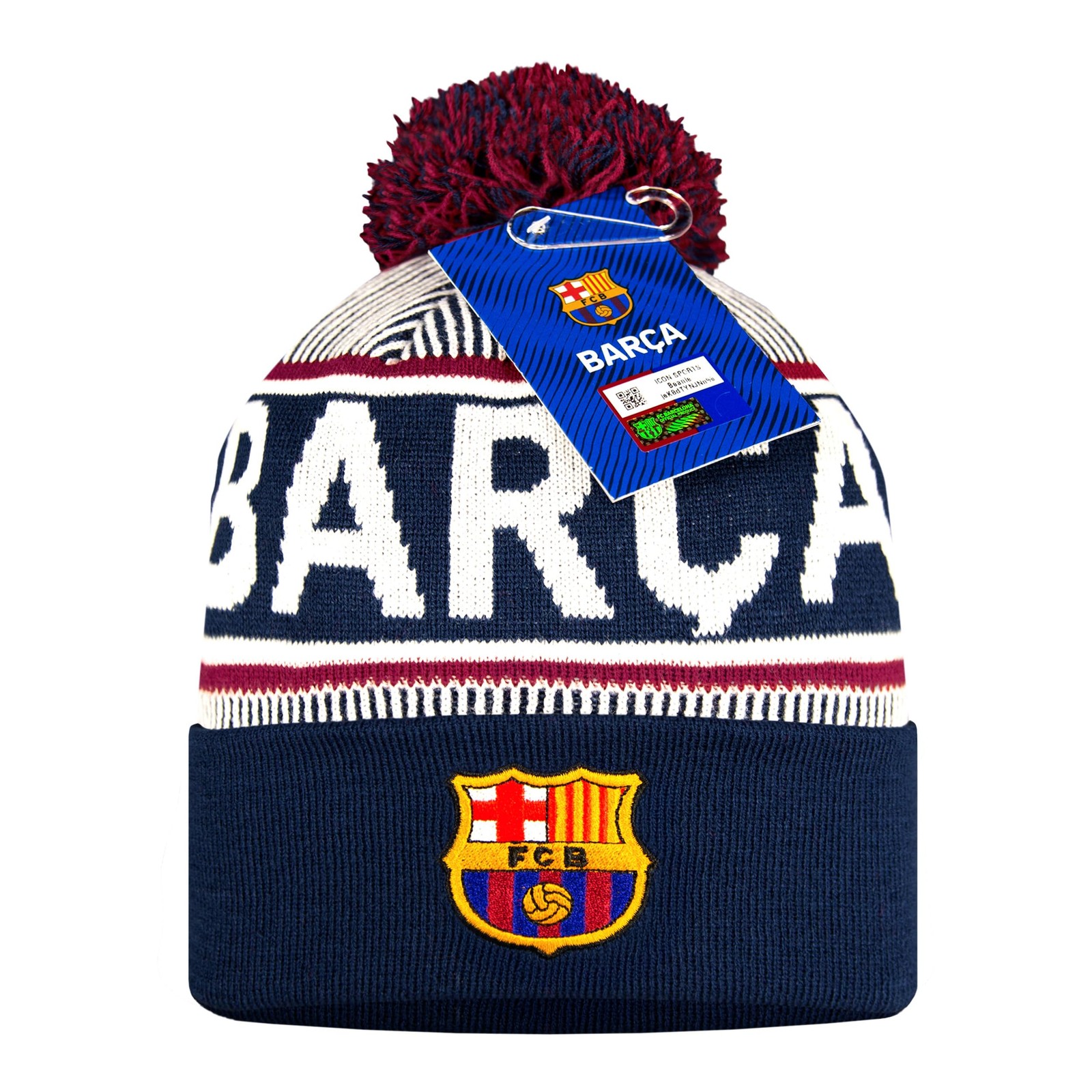 Icon Sports Officially Licensed FC Barcelona Beanie - Unisex Adult - FCB88N Navy