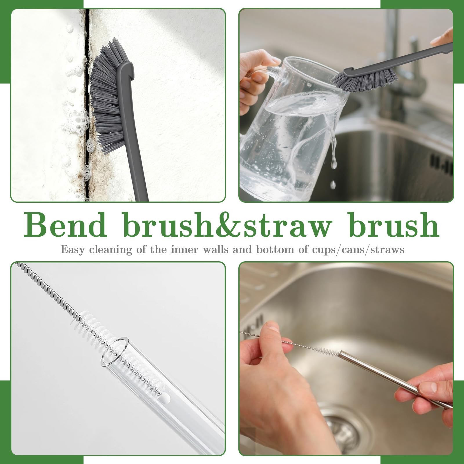 15pcs Crevice Cleaning Brush, Hard Bristle Scrub Brushes Tools, Black