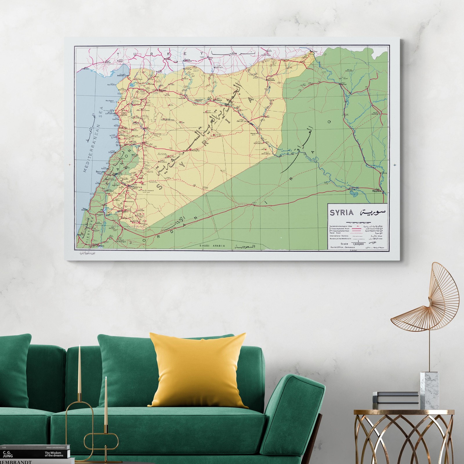 1965 Map of Syria – Cold War Era Cities, Roads, Borders & Geography