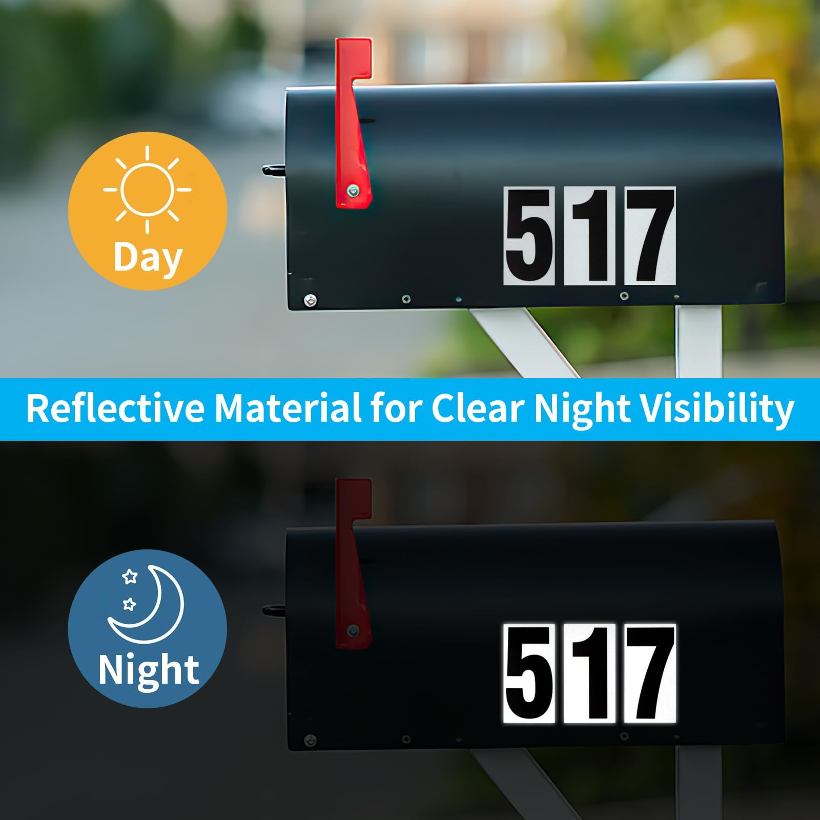 60 Pcs 3 Inch Reflective Mailbox Numbers, Waterproof Self 3 inch, Black