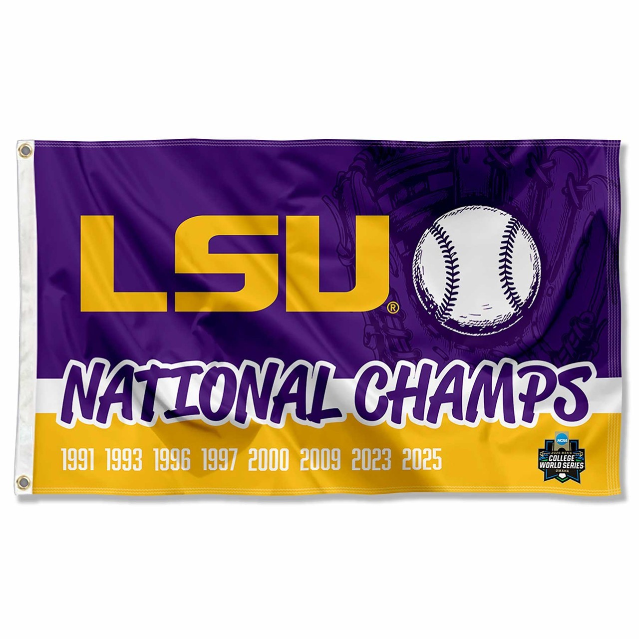 2025 LSU Tigers 3x5 ft College NCAA World Series Champion Flag / Home Banner
