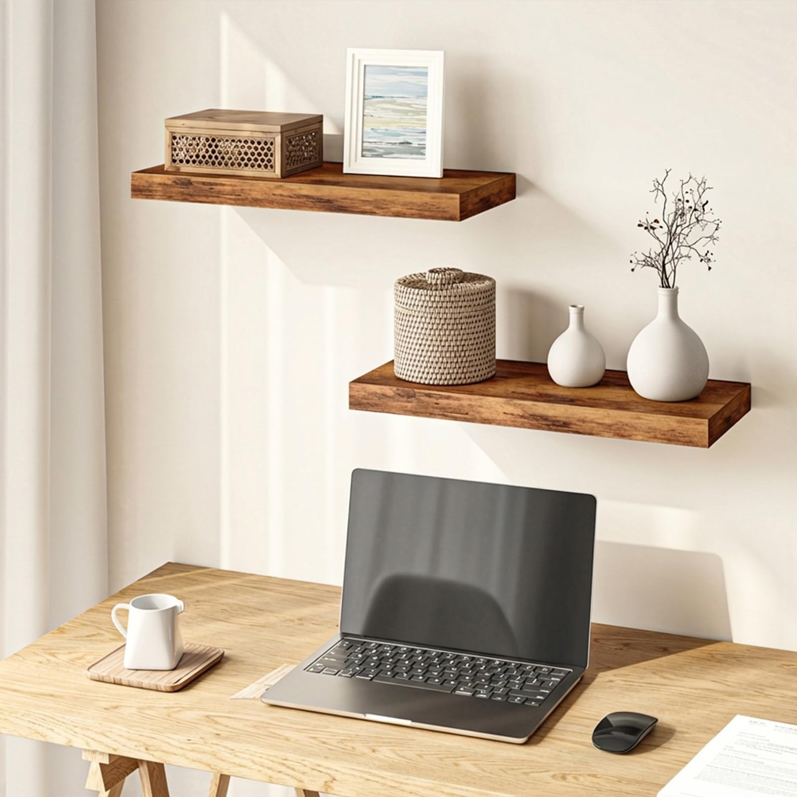 Fixwal Floating Shelves for Wall, 15.75 x 5.51 x 1.18 inches, Rustic Brown