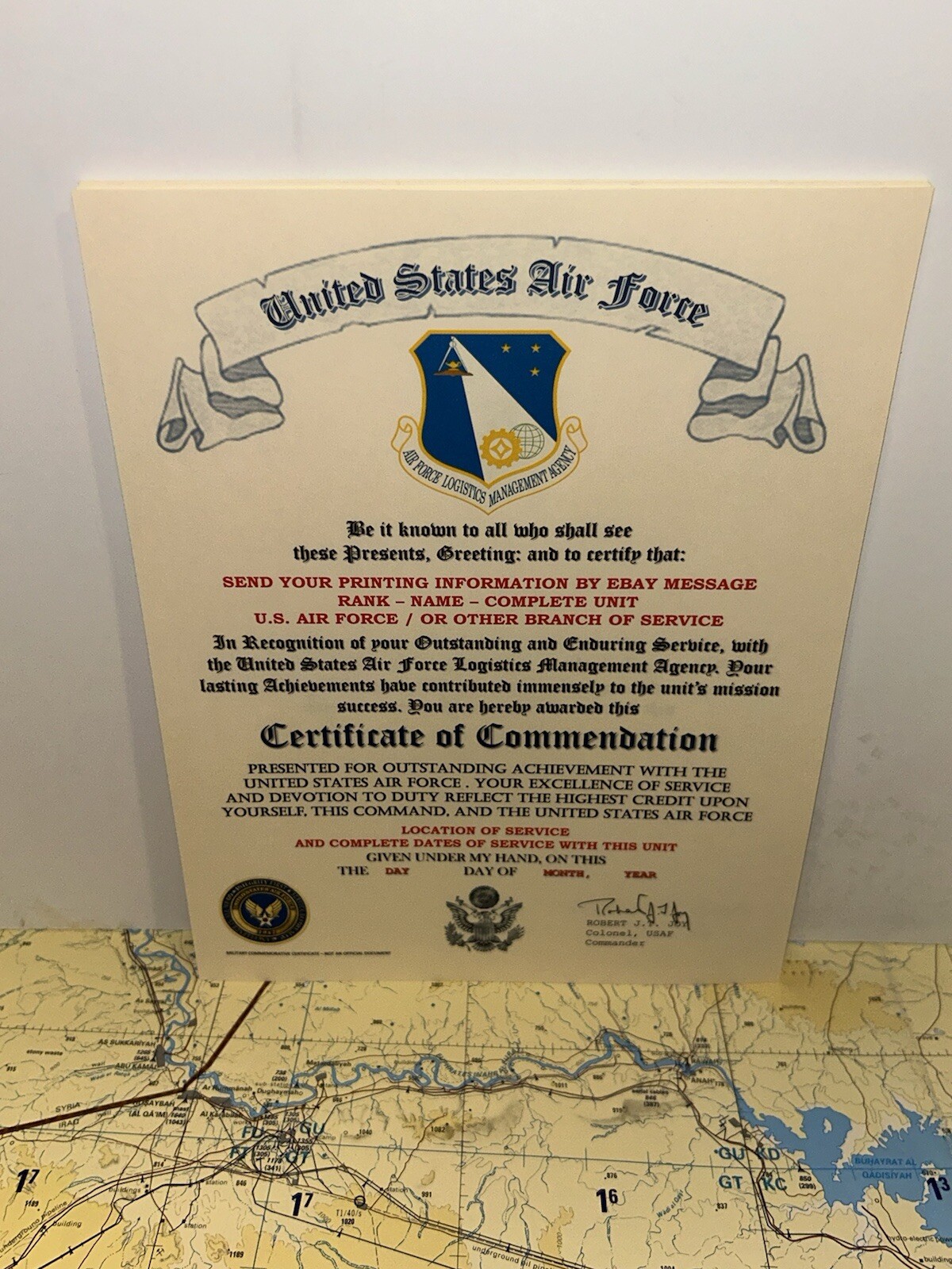 U.S.A.F. / AIR FORCE LOGISTICS MANAGEMENT AGENCY - CERTIFICATE OF COMMENDATION