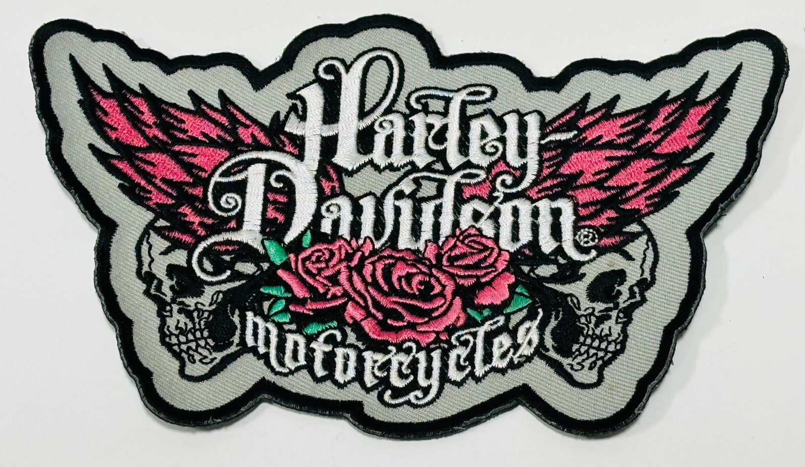 Harley Davidson Large patch Skull roses and wings global products 6" wide