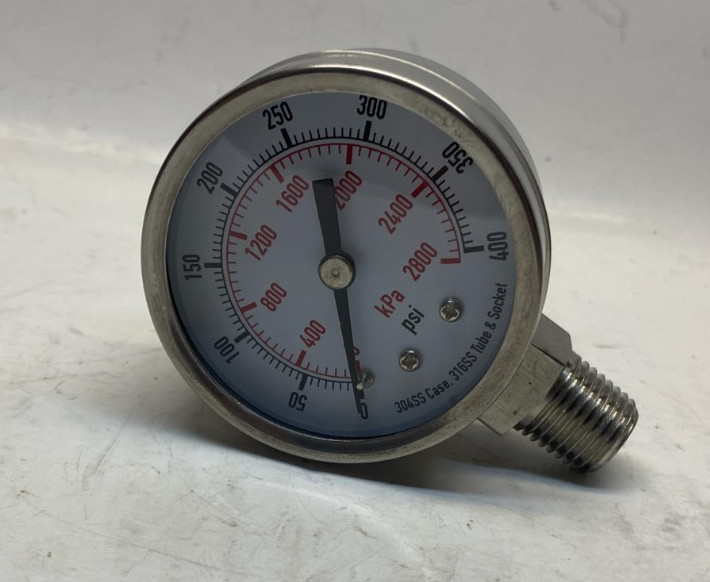 WESTWARD 2" Stainless Steel Pressure Gauge (0 - 400 psi) 1/4 NPT Bottom Mount