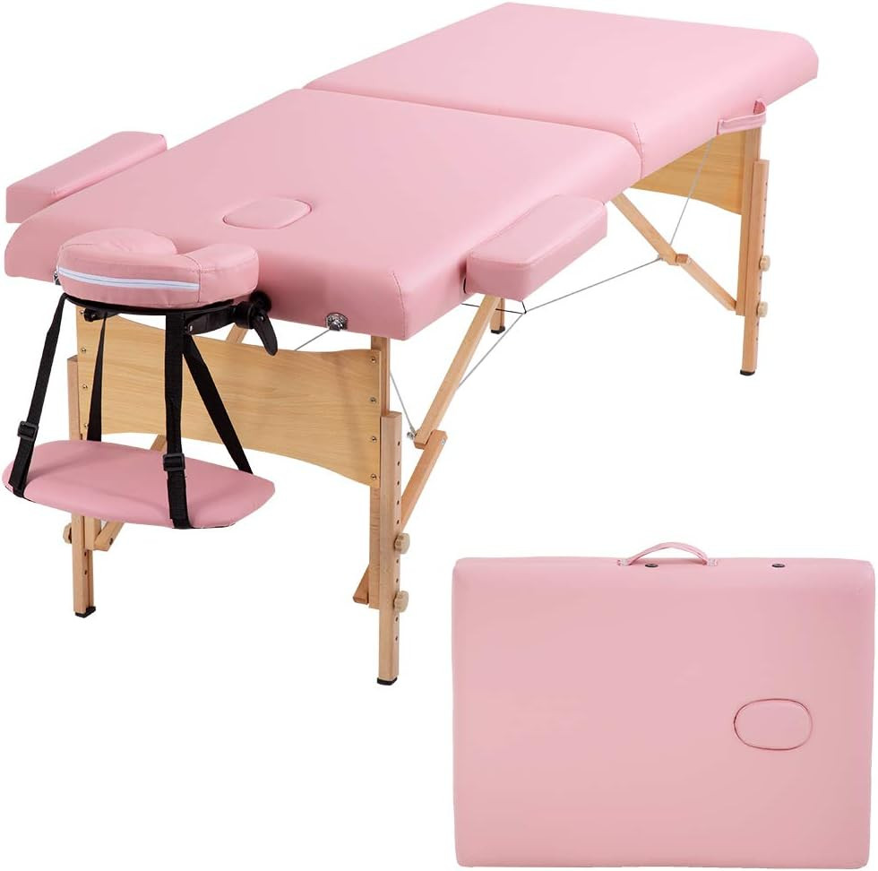 Massage Bed Portable Massage Table 28 Inch Wide Lash Bed Height Adjustable 2 Fol