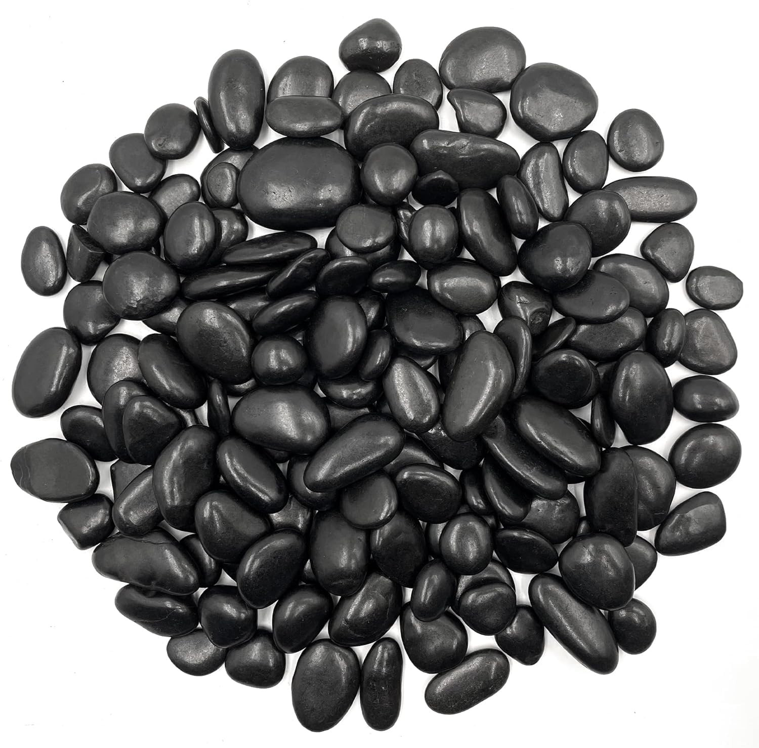 2.5Lb Black Pebble Rocks 3/8-1 Inch Polished Natural Aquarium Gravel Decorative
