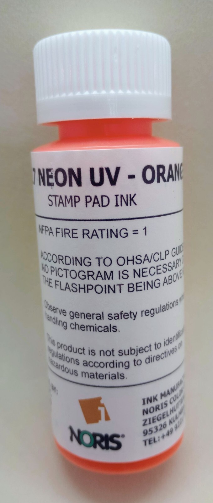Noris #117 UV Neon Orange Quick Dry Marking Ink 2oz Bottle