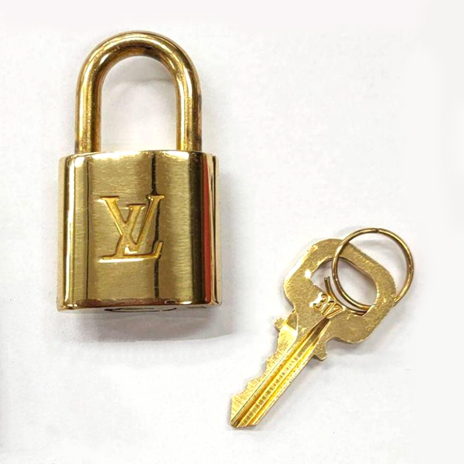 LOUIS VUITTON PadLock Lock Key Brass Gold Authentic Number Random Bag Accessory