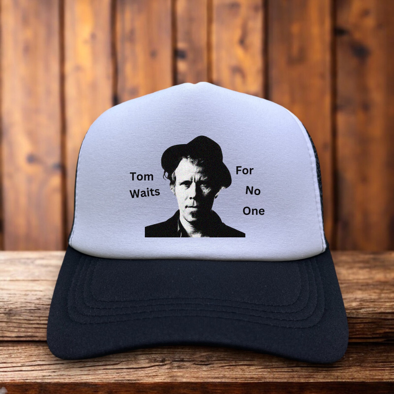 Tom Waits For No One Mens Trucker Hat Black Snapback 70s Folk Baseball Cap