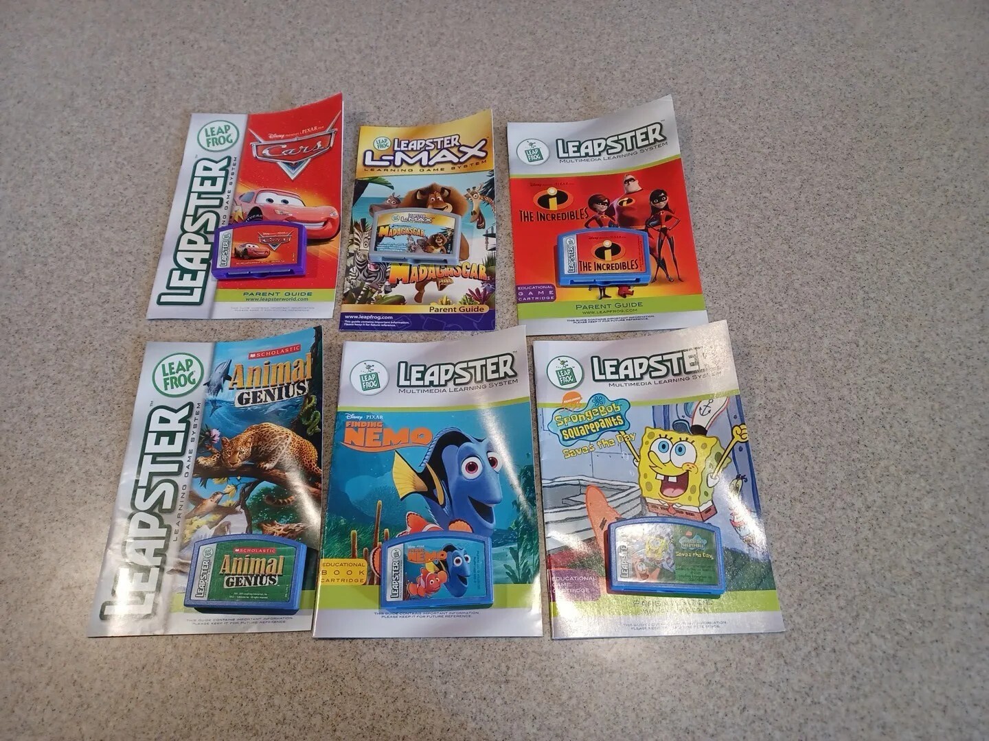 Leap Frog Leapster Lot of 6 Games Cartridges and Manuals