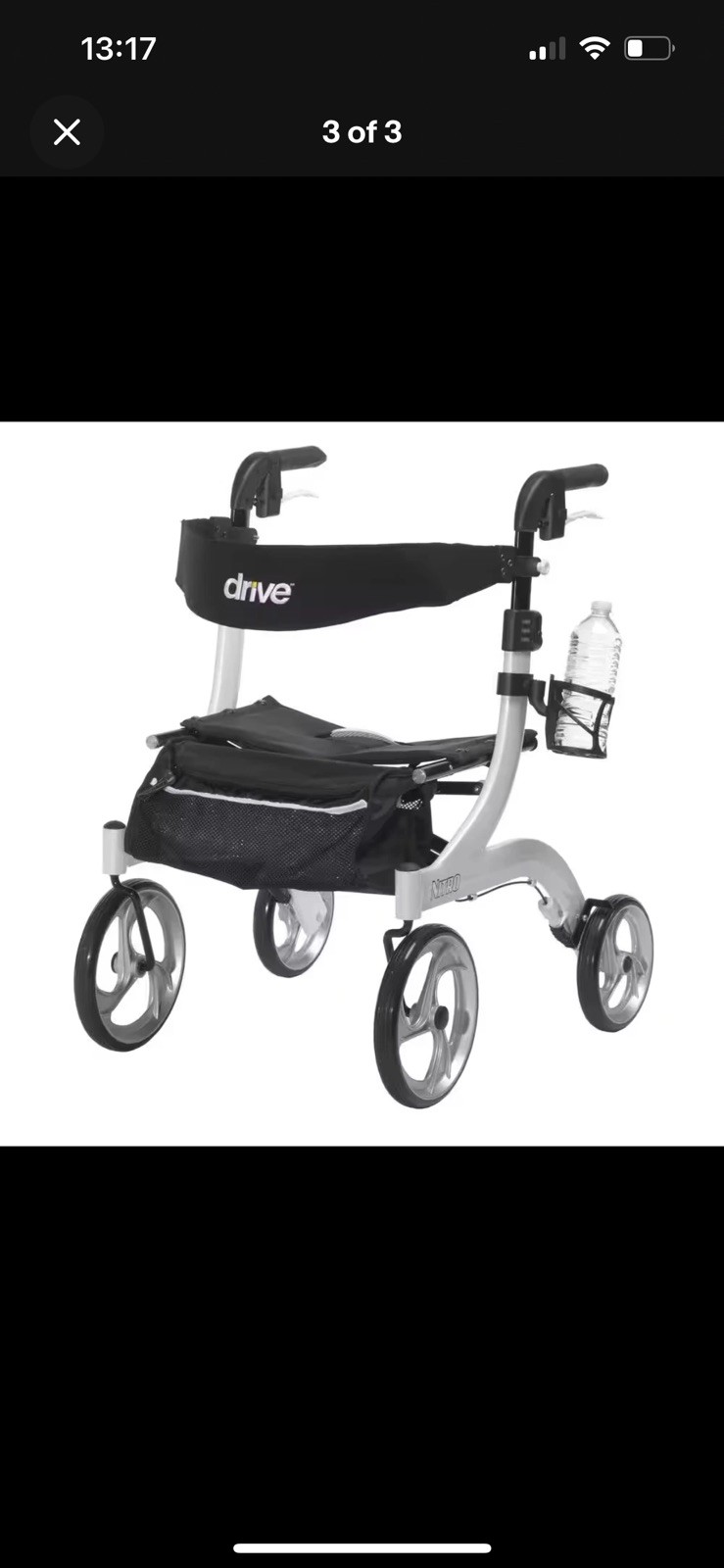 Nitro Rollator Cup Holder Attachment Foldable Design Allows Easy Portability