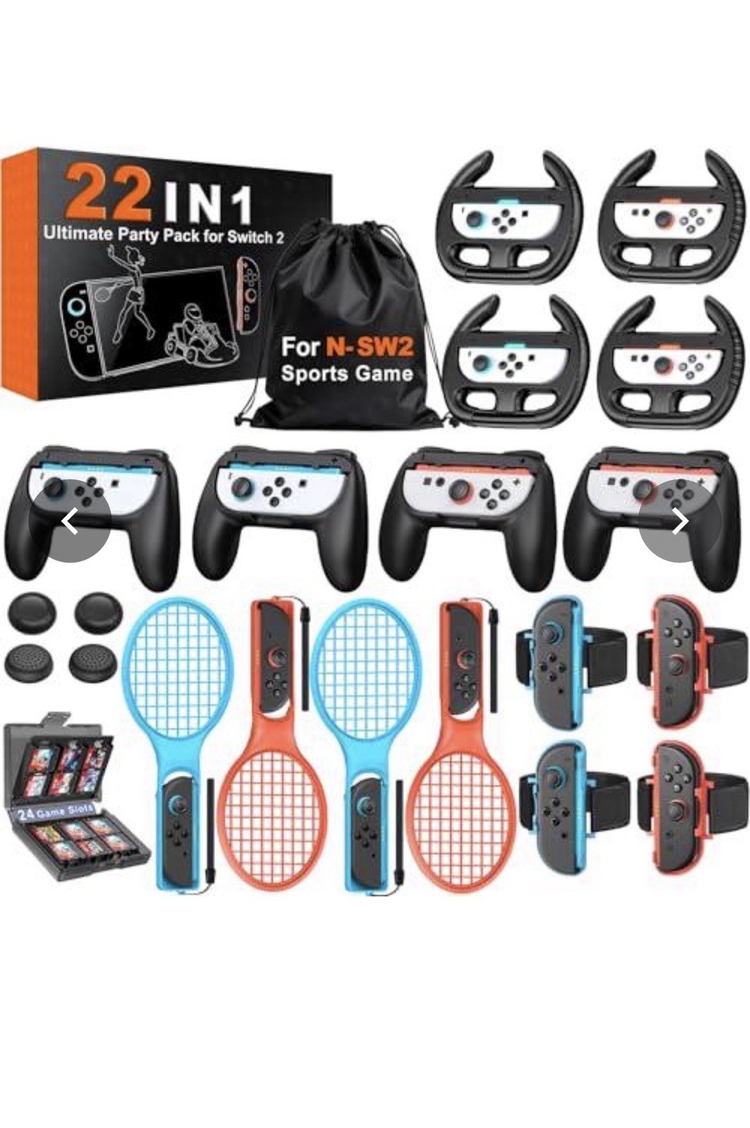 22-IN-1 FAMILY PARTY KIT SPORTS ACCESSORIES BUNDLE FOR NINTENDO SWITCH 2 W/ BAG