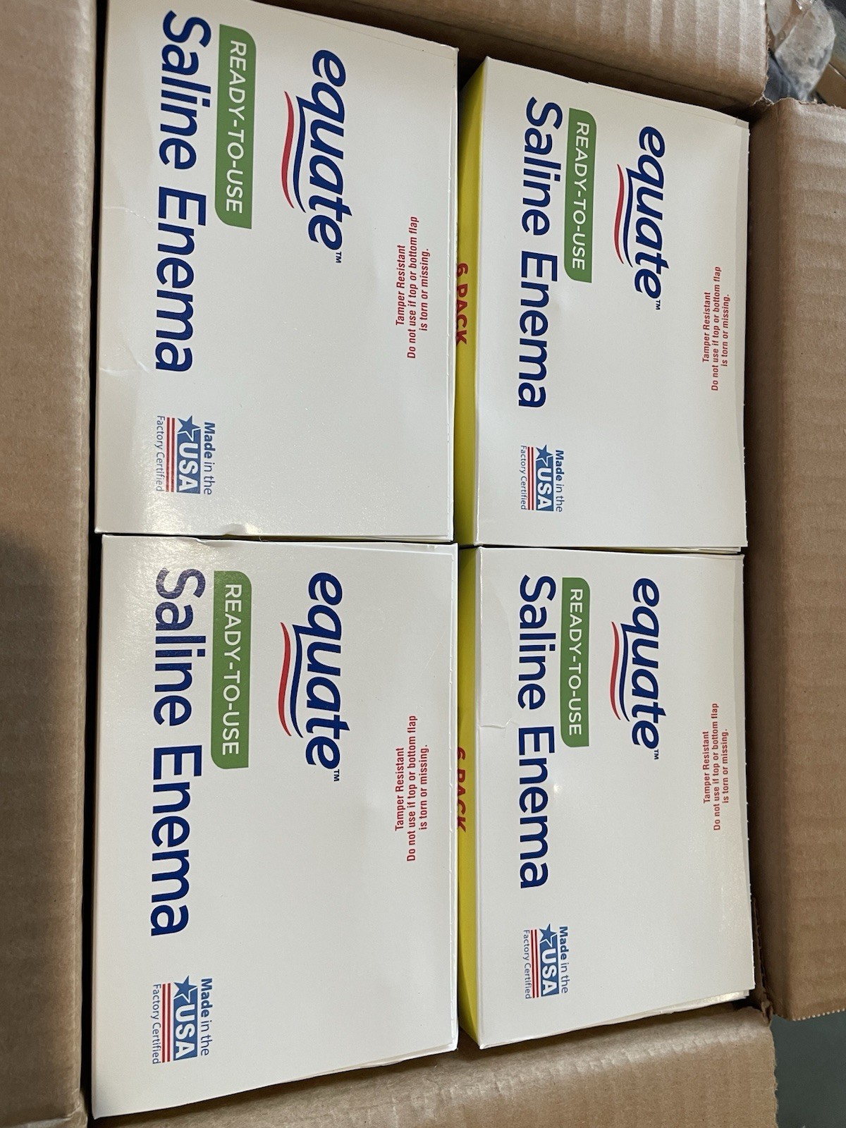 4 boxes Equate Saline Enema 6 Packs, Easy to Use,