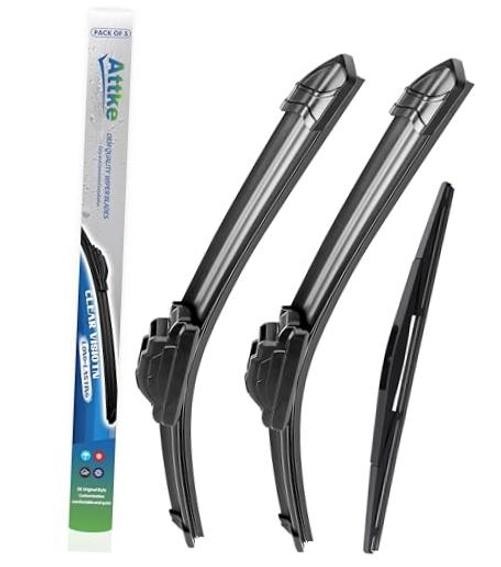 3 Wiper Blades 26" + 18" Front Wiper + 12" Rear Wiper Blades for 26″+18″+12″