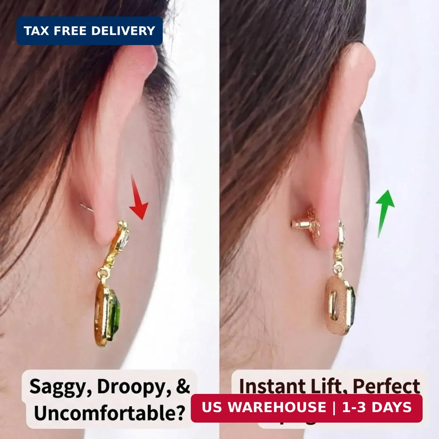 Earring Backs for Droopy Ears, 4PCS Flower Shape Earring Support Backs Replaceme