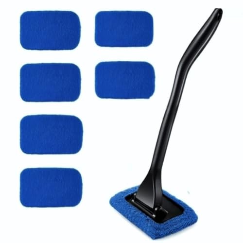 6PCS Windshield Cleaning Tool Car Window Cleaner with 5 Reusable and blue