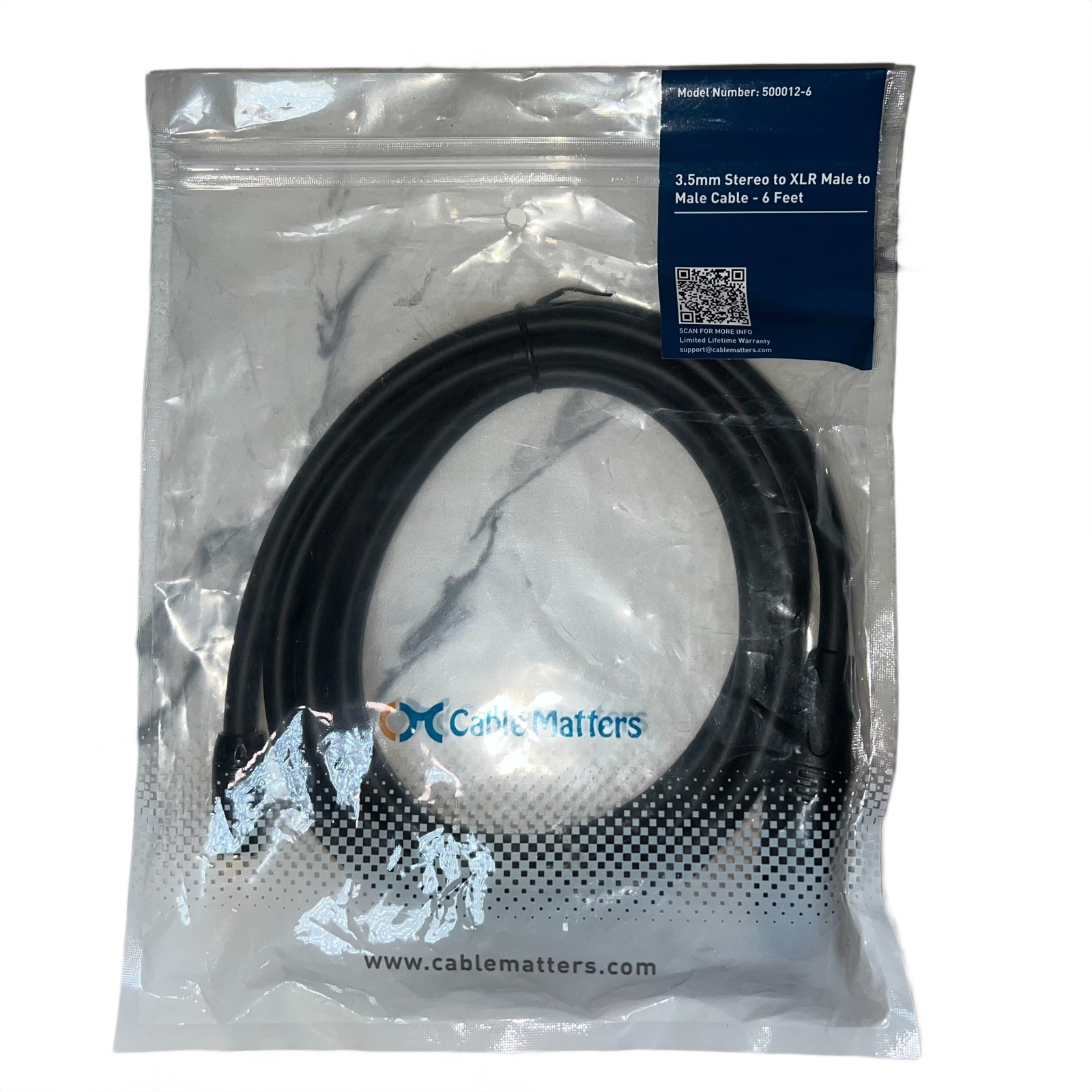 Cable Matters 3.5mm Stereo to XLR Male to Male Cable 6ft Audio Adapter New