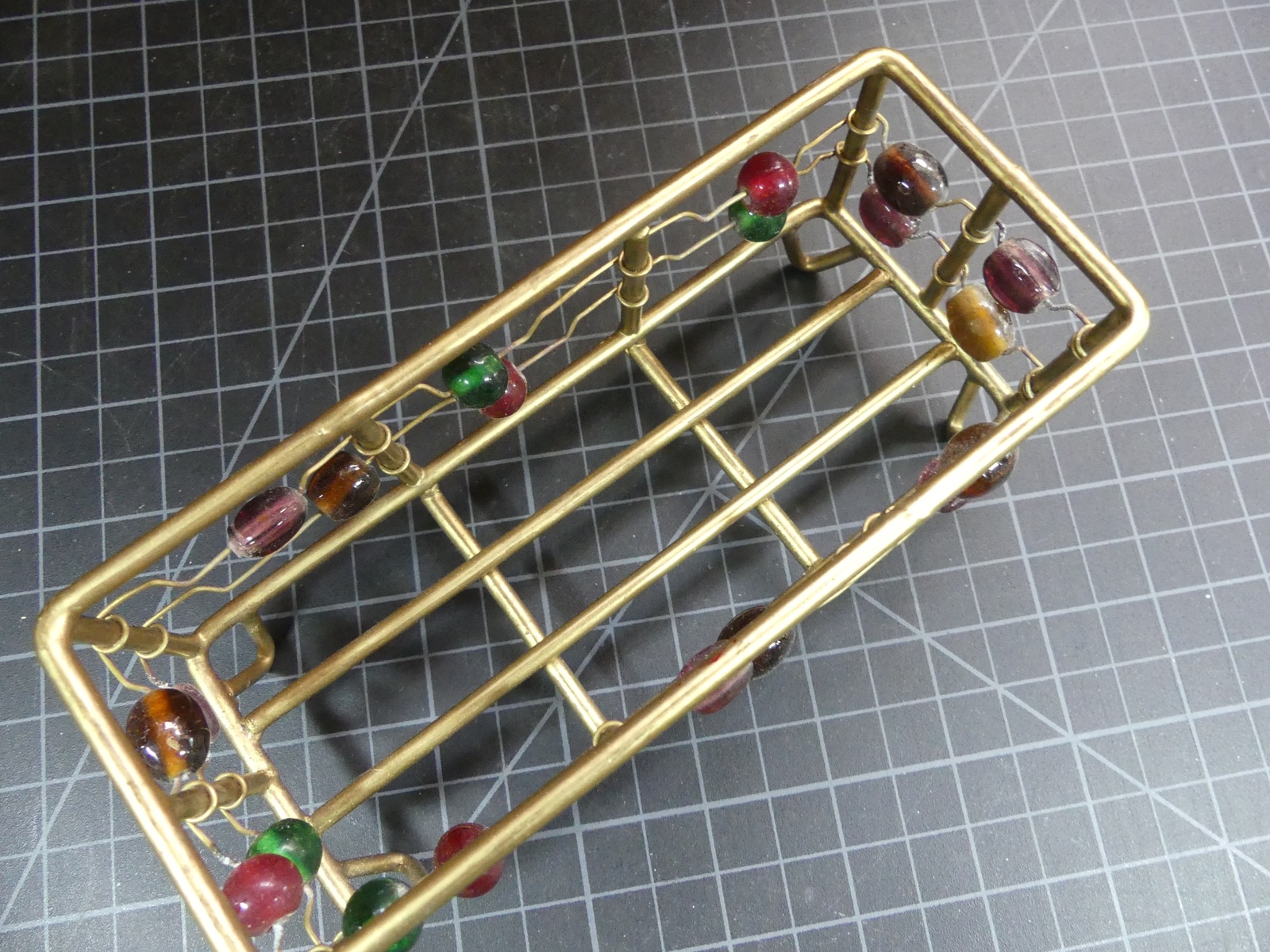 Home Decor Beaded Wire Basket Desktop Decorative Rectangle Holder 6x2 1/2"