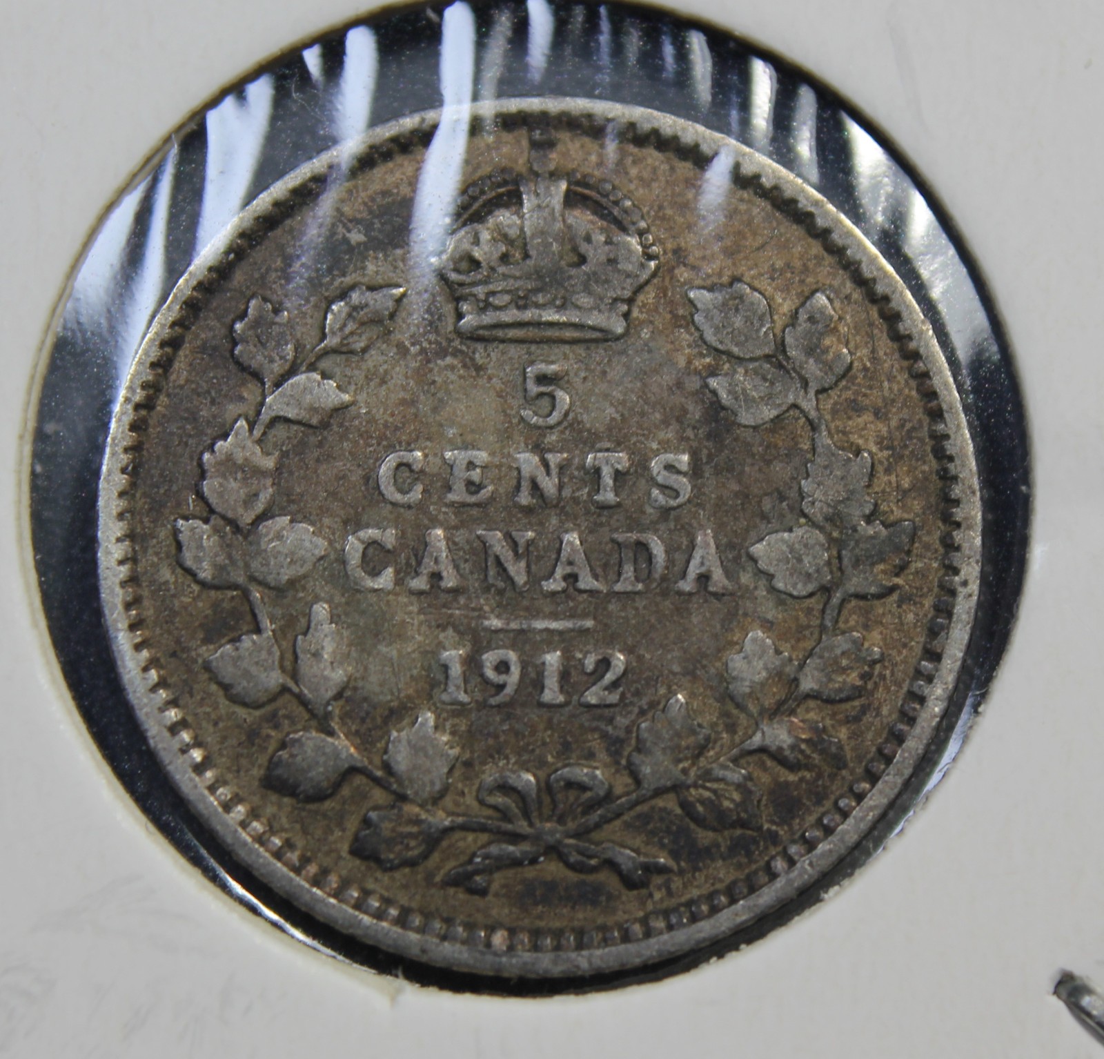 1912 Canada King George V Silver 5 Cents Coin