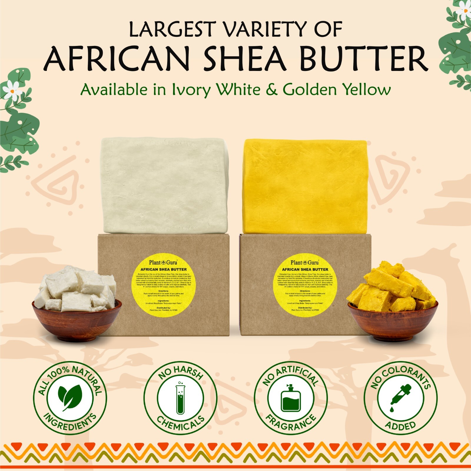 Raw African Shea Butter 32 oz. / 2 lbs. 100% Pure Organic Natural Unrefined Bulk