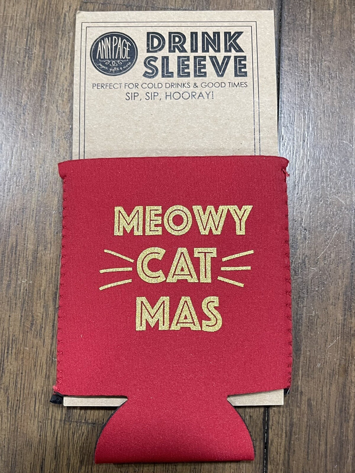 Ann Page Drink Sleeve Meowy Catmas New! Hard To Find!