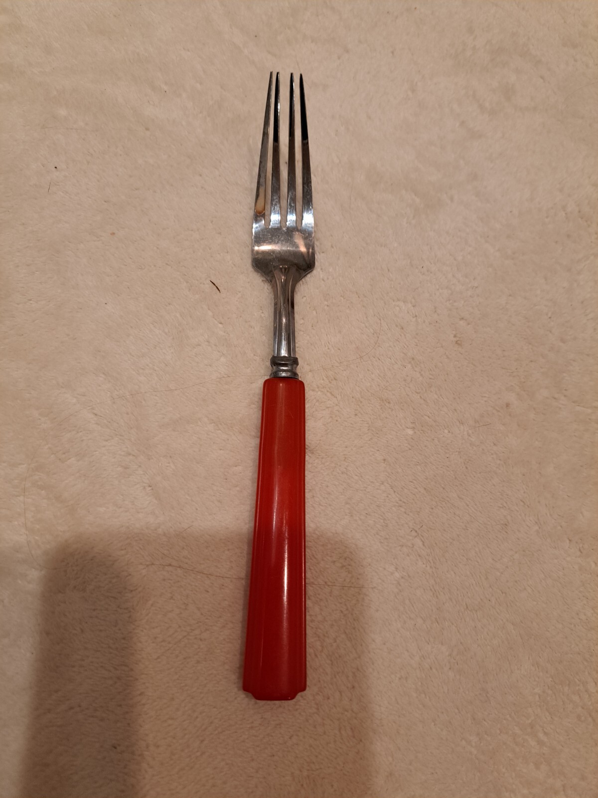 VTG mid-century Table fork Red Bakelite Handle stainless steel