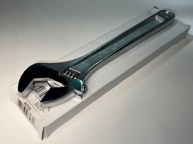 New Old Stock Crescent  USA made 10" Chrome Adjustable Wrench  #AT110