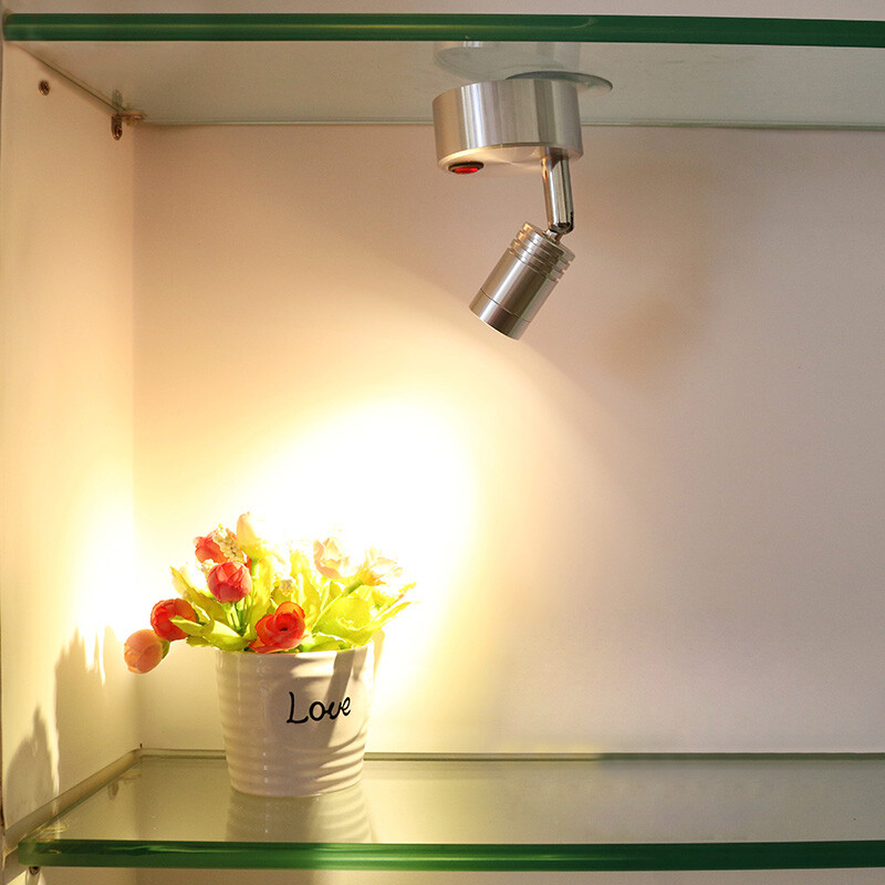 3W LED Picture Light Battery-Powered Reading Lamp Button Spotlight Wine Cabinet