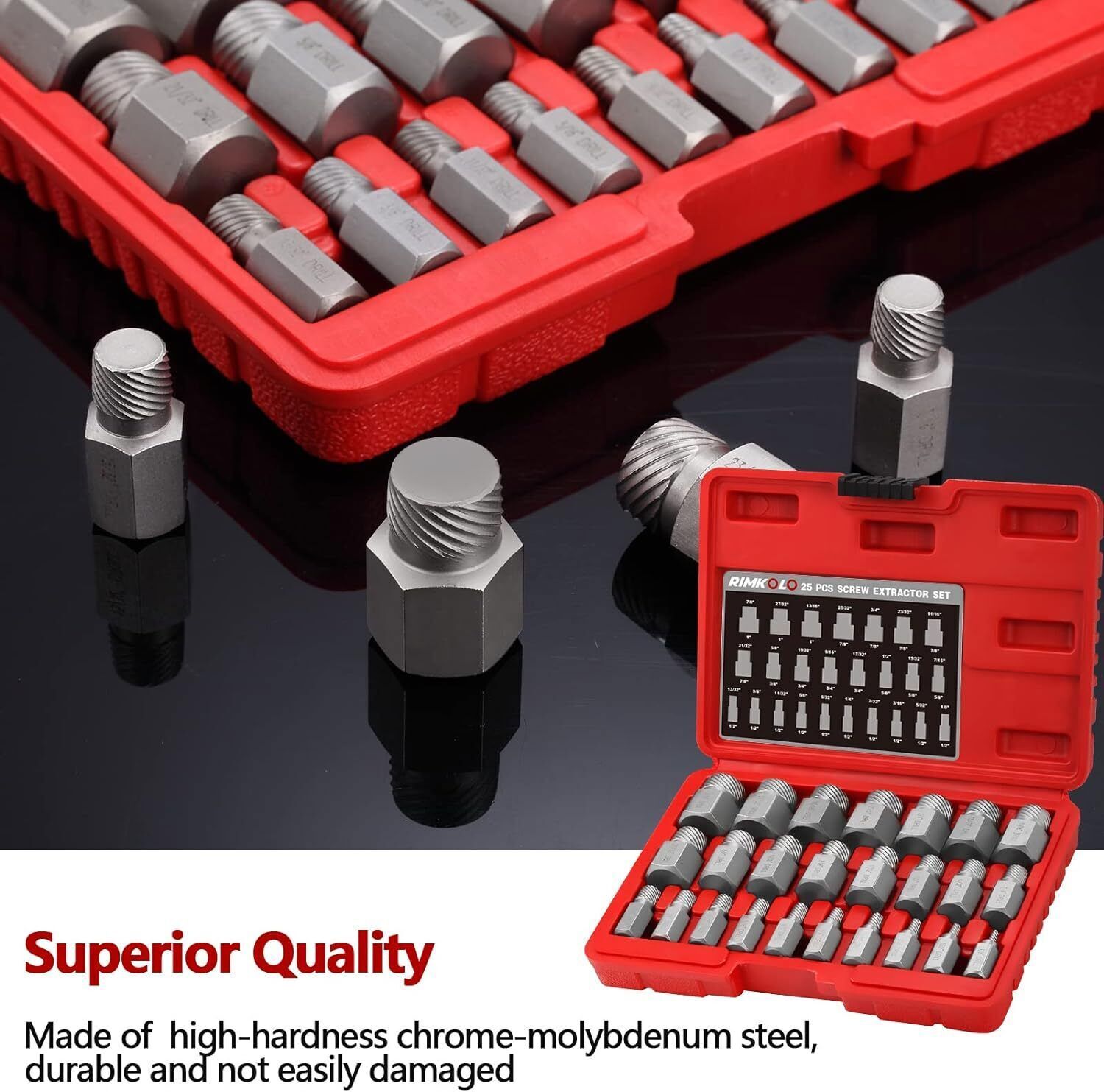 25Pcs Screw Extractor Set Hex Head Multi-Spline Easy Out Bolt Extractor Set NEW
