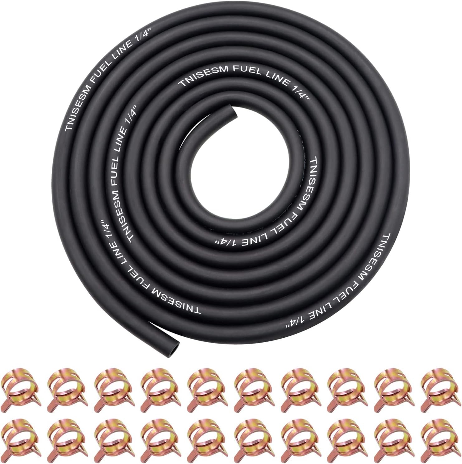 Tnisesm 1/4 Inch ID Fuel Line Hose 10 Feet + 20Pcs 2/5" ID Hose Clamps