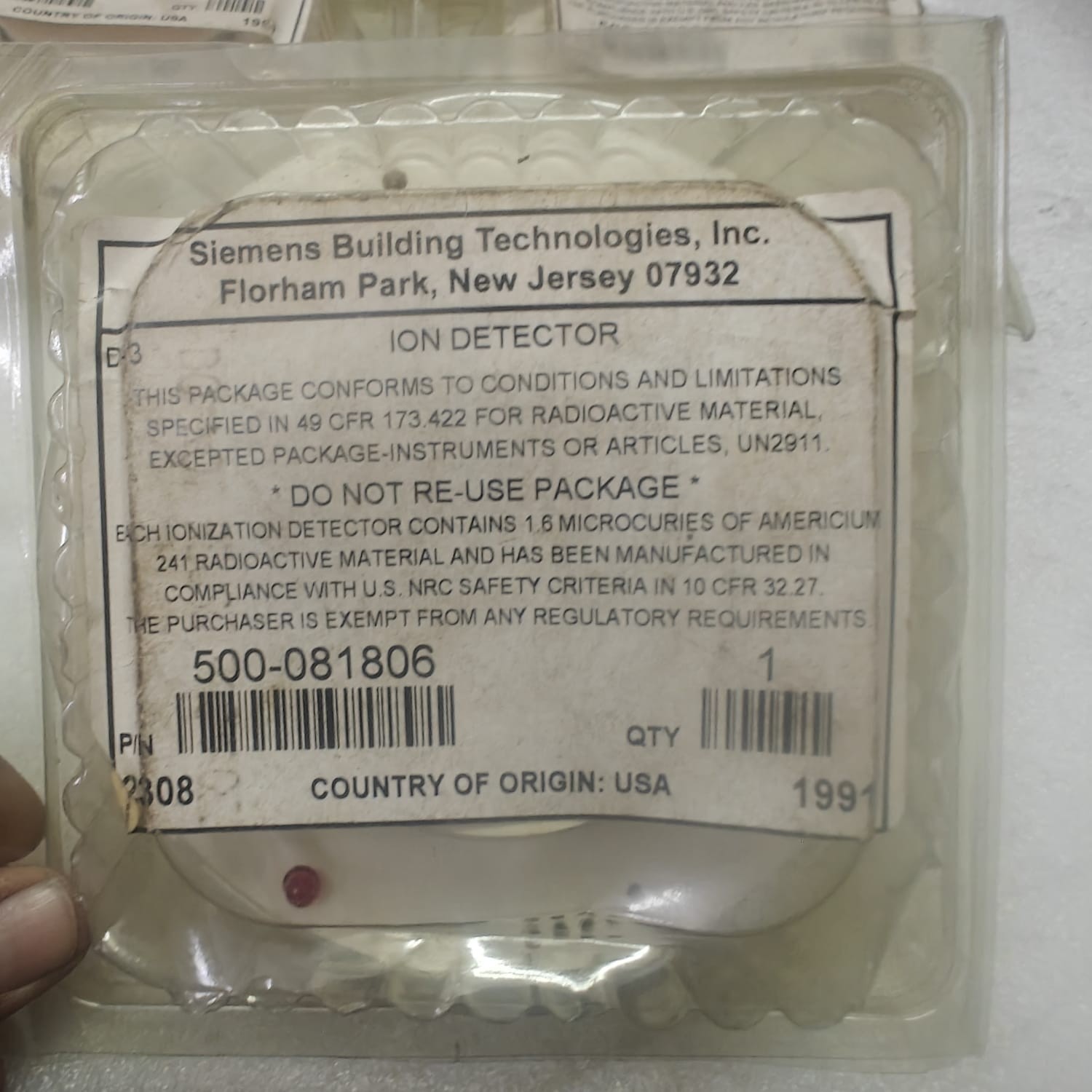 SIEMENS DI-3 SMOKE AUTOMATIC FIRE DETECTOR DI-3