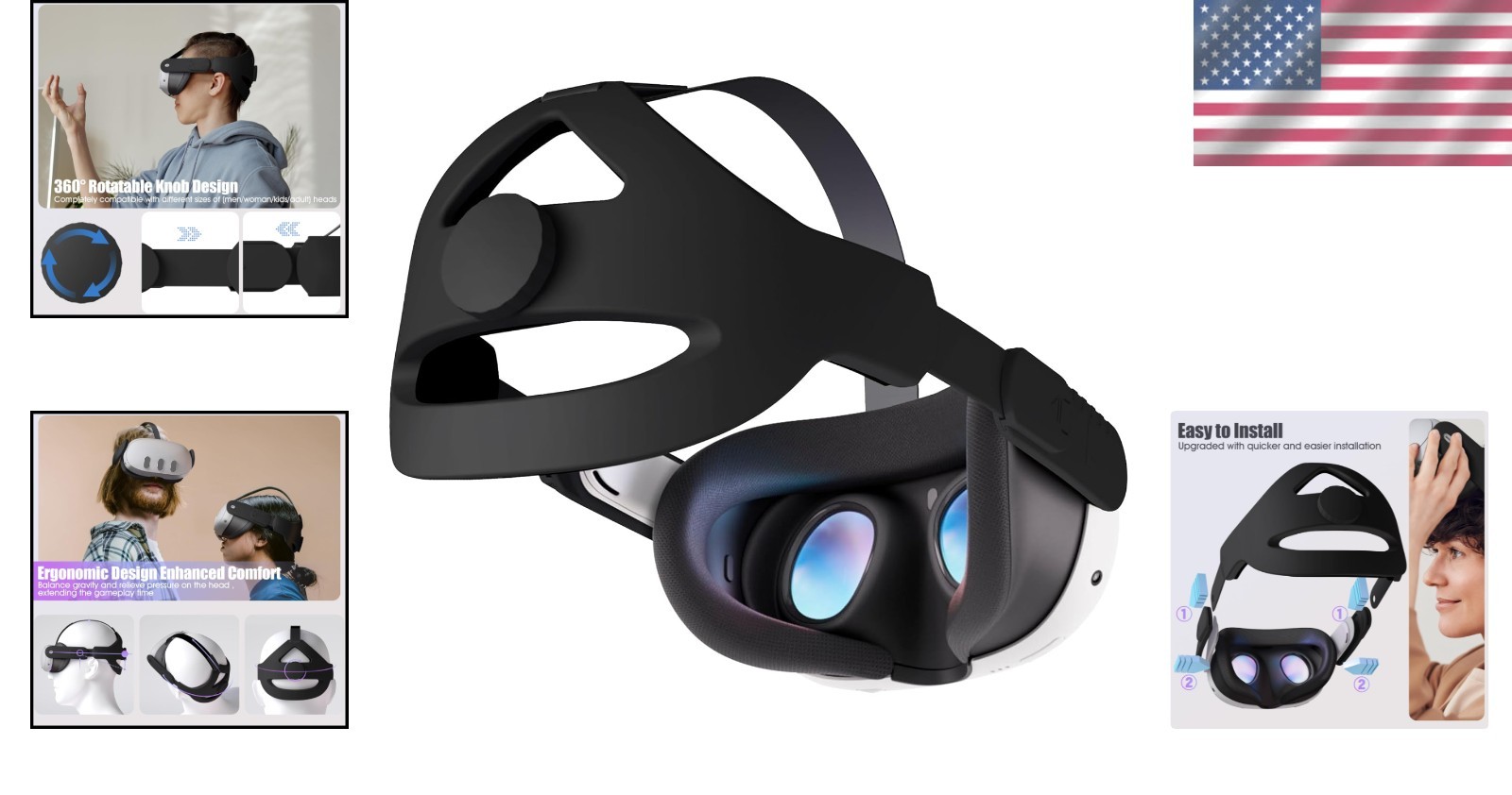 Comfortable Head Strap for Quest 3S/Quest 2 - Black