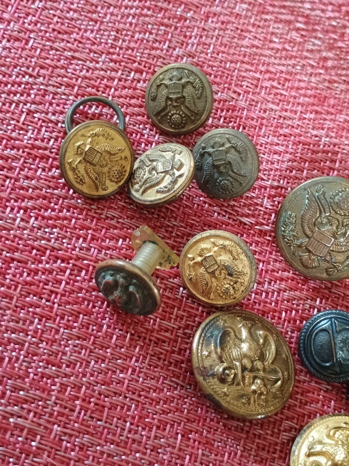 13pc Assorted Vintage Old Military Buttons Tarnished
