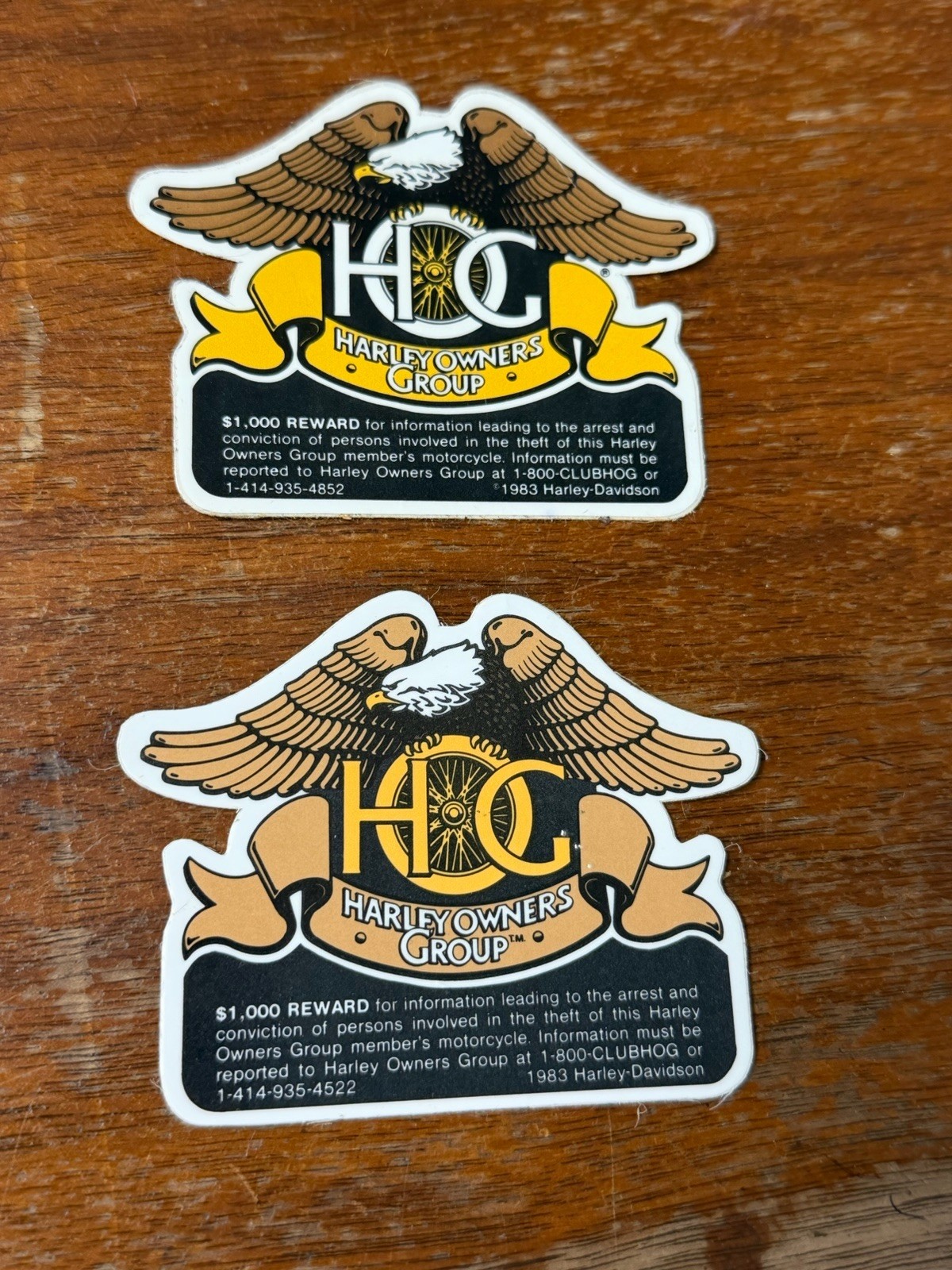 2 HARLEY REWARD STICKER ~ HARLEY DAVIDSON OWNERS GROUP HOG-READ