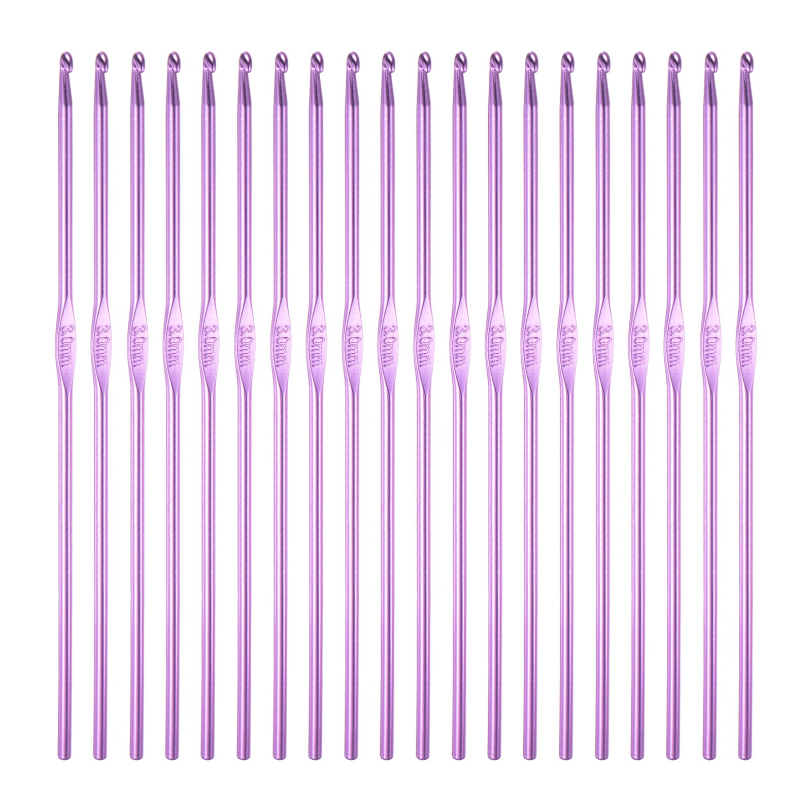 20Pcs Aluminum Crochet Hook 3.0mm Knitting Needles for DIY Craft Yarn Purple