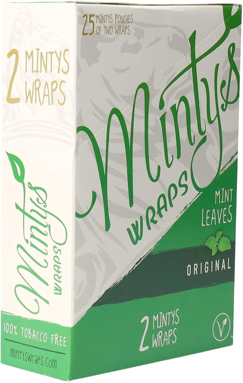 Mintys Wraps Mint Leaves Original 25 Packs of 2 (50 Wraps) Tobacco Free Vegan