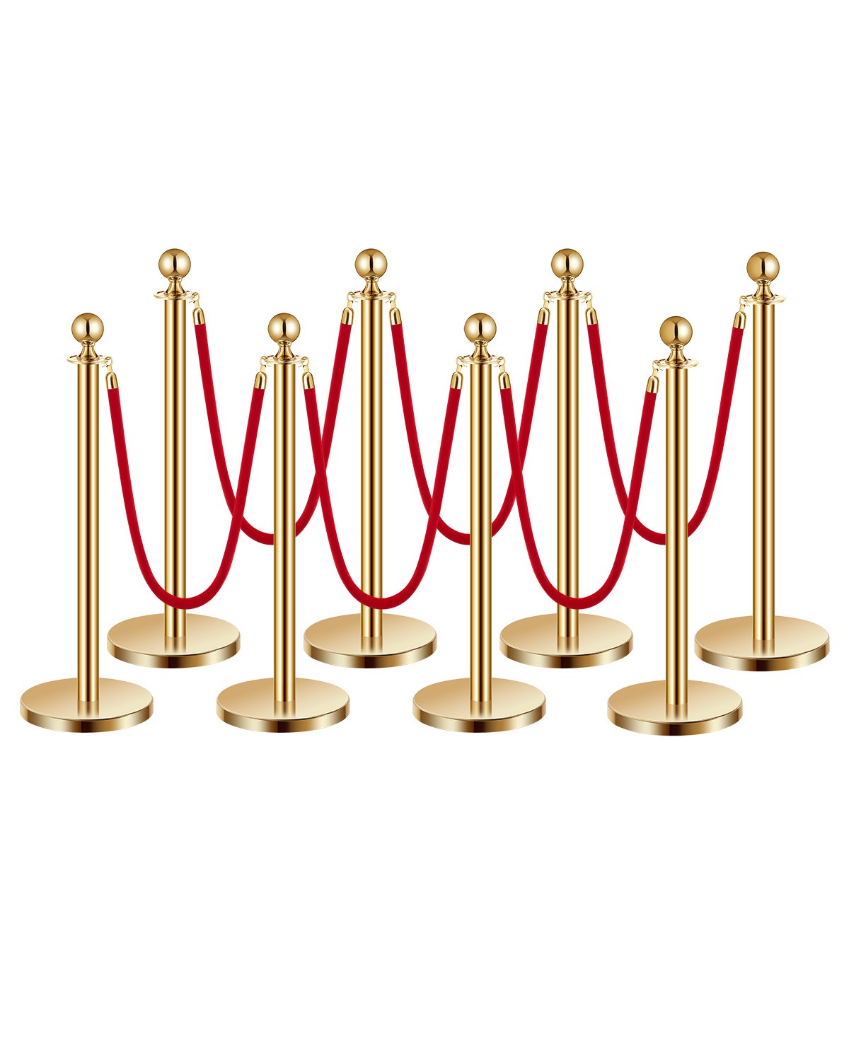 VEVOR 8Pcs Stanchion Post Queue Barrier Crowd Control Sand Injection Base Gold