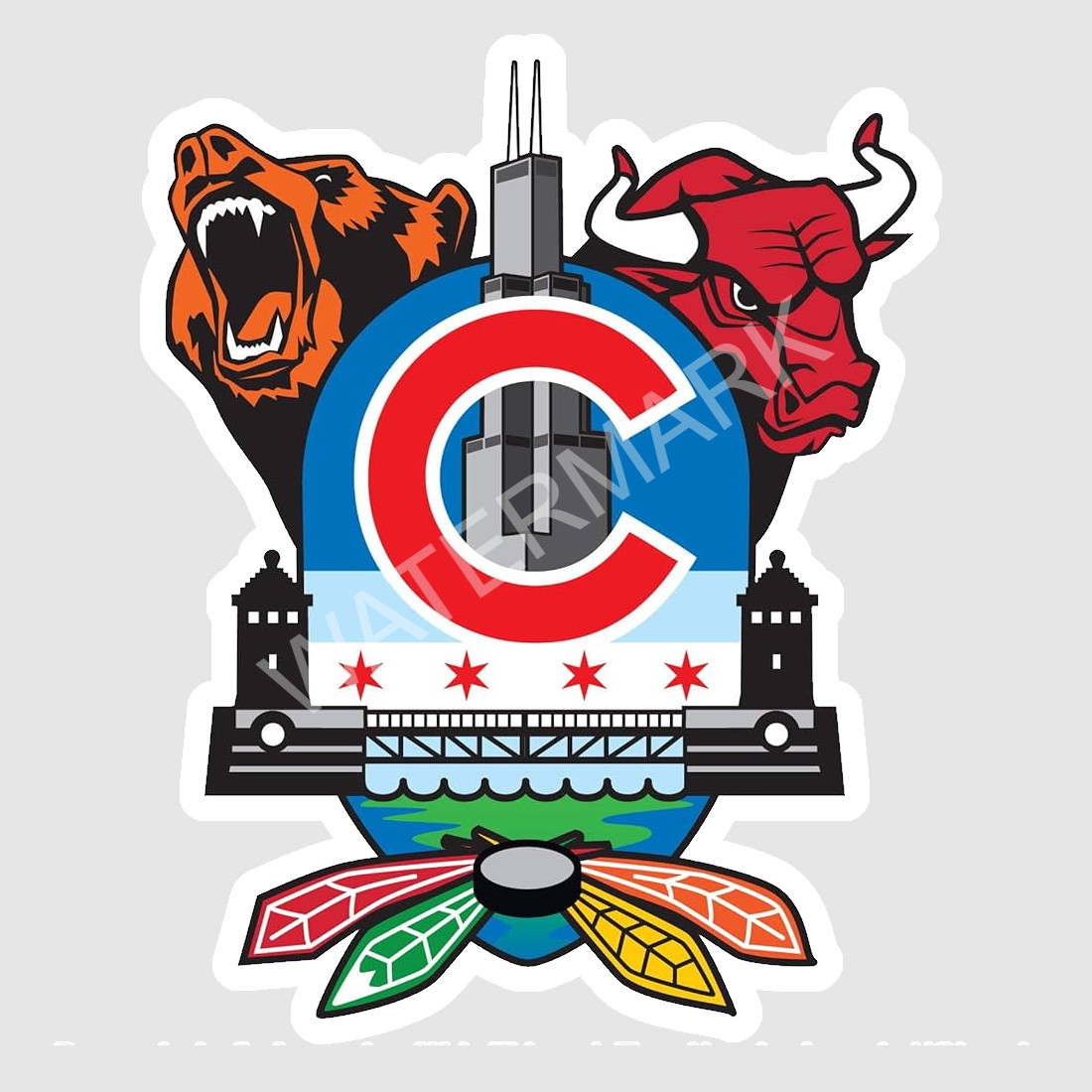 Chicago Sports Mashups Laminated Vinyl Sticker/Decal 01