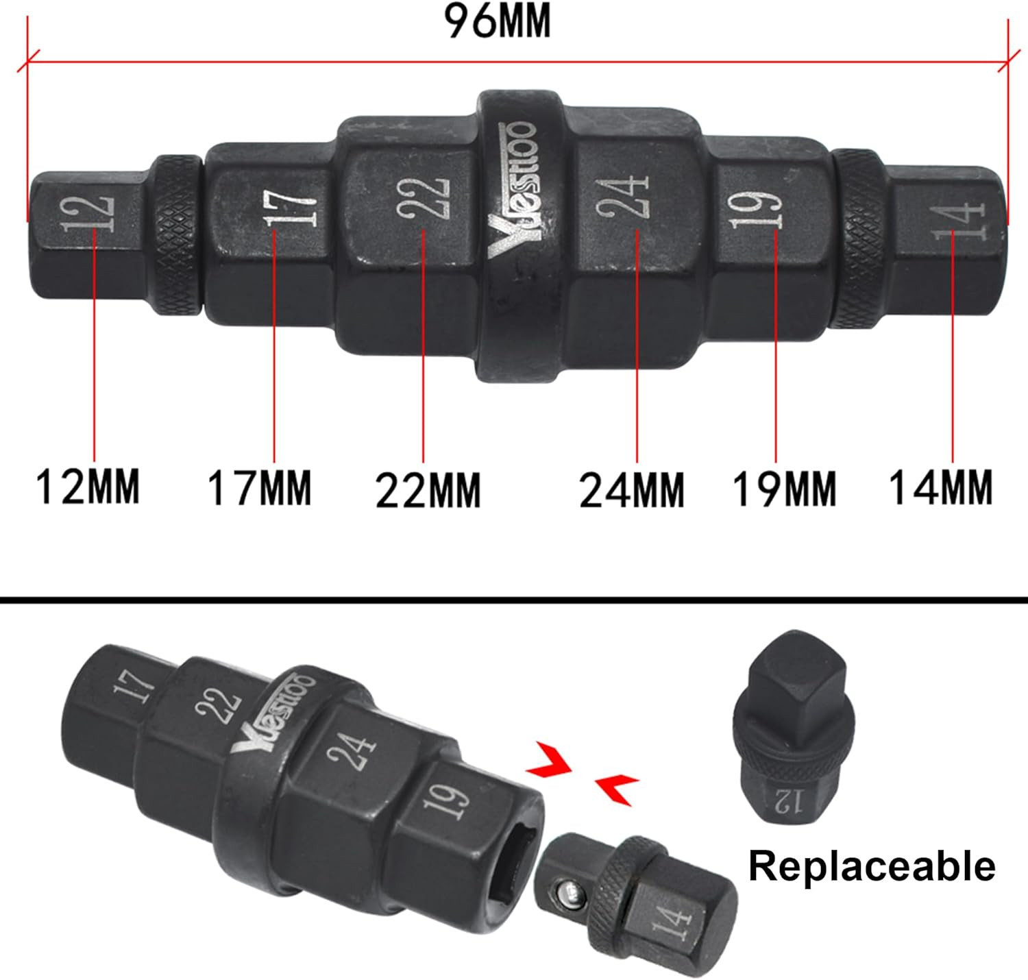 Hex Axle Tool for Motorcycle Front Axle Wheel, Allen Axle Spindle Socket Adapter