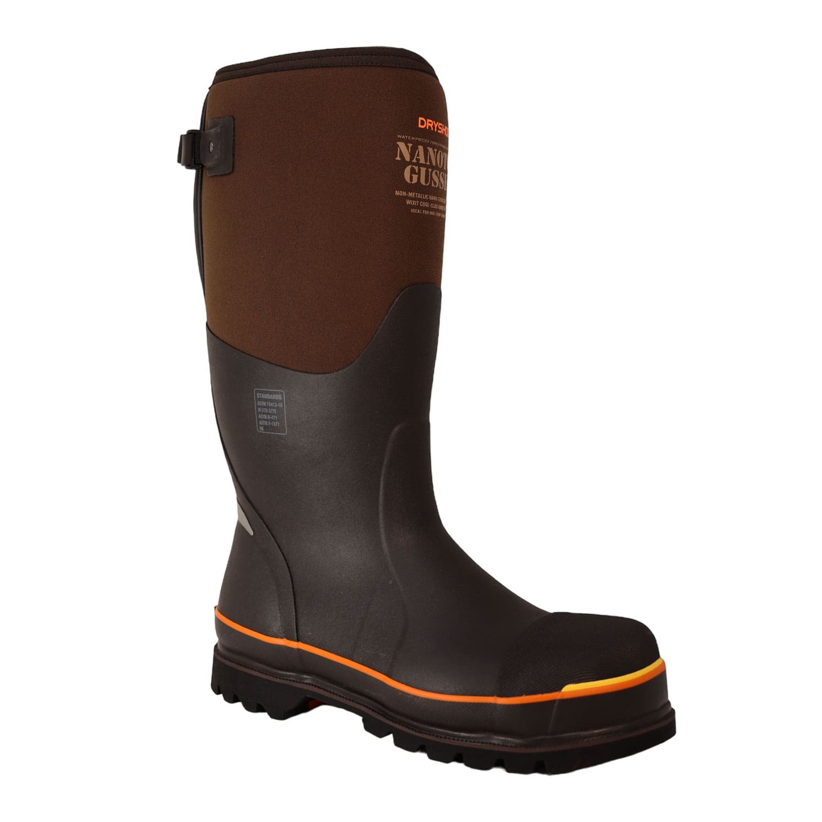 DRYSHOD Men's Nanotoe Gusset Brown/Orange Work Boots (NTG-UH-BR)