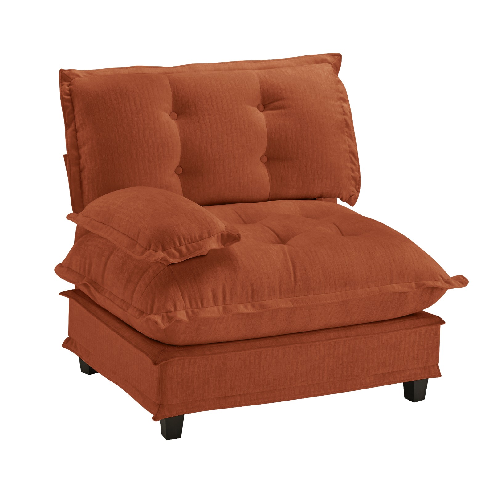 Modular L-Shaped Sofa Chenille Fabric Orange 1 Seat