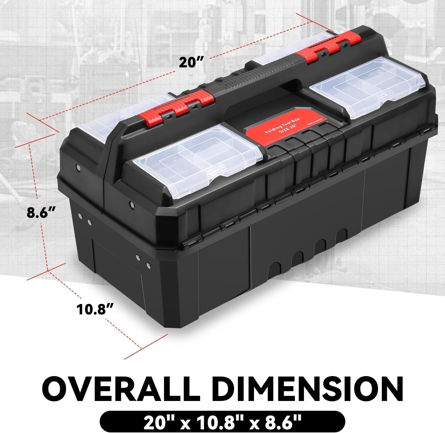 Tool Box Set Portable 2-layer Folding Toolbox W/ Non-slip Handle Tray Garage
