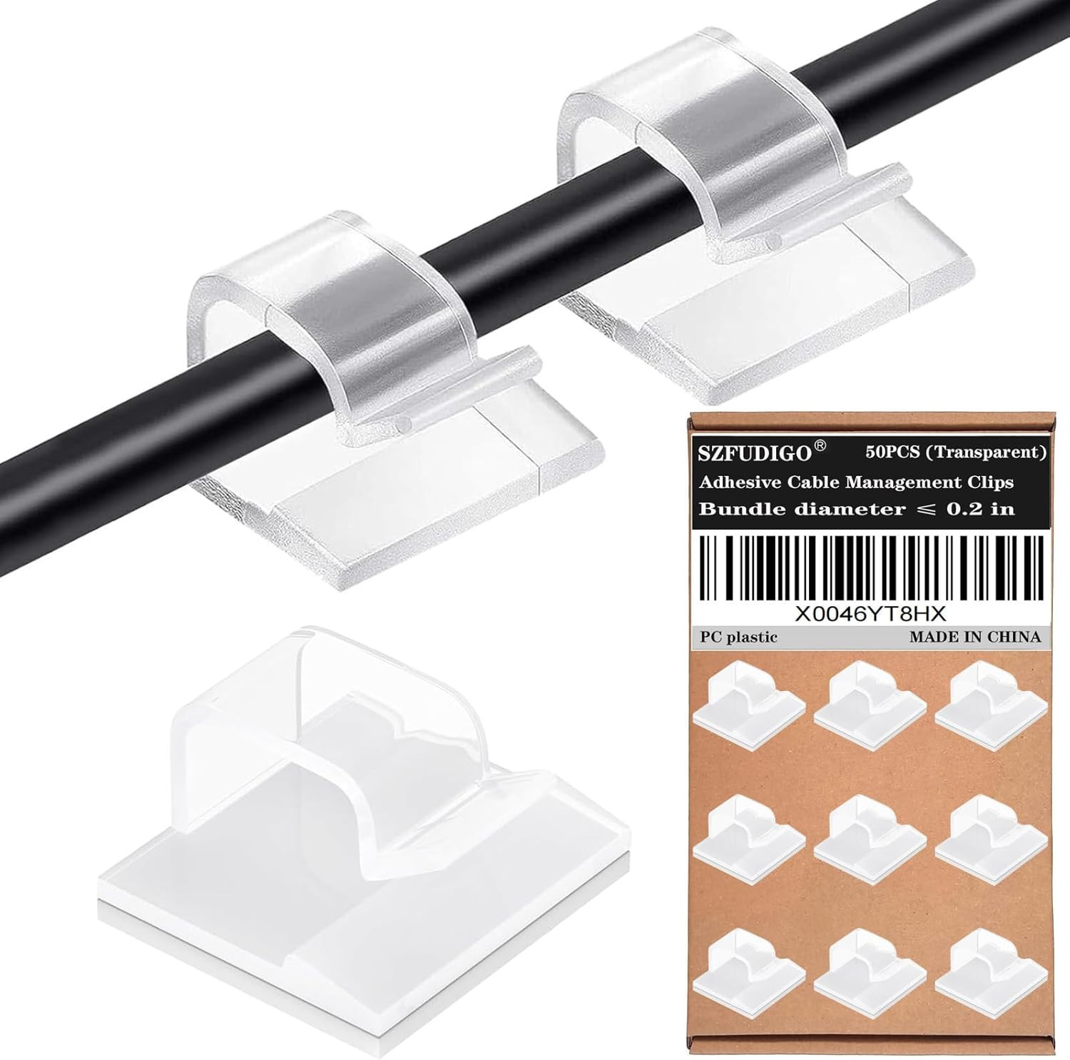 Cable Clips，50PCS Electrical Cord Management Adhesive Cable Wire Clip Wire Clips