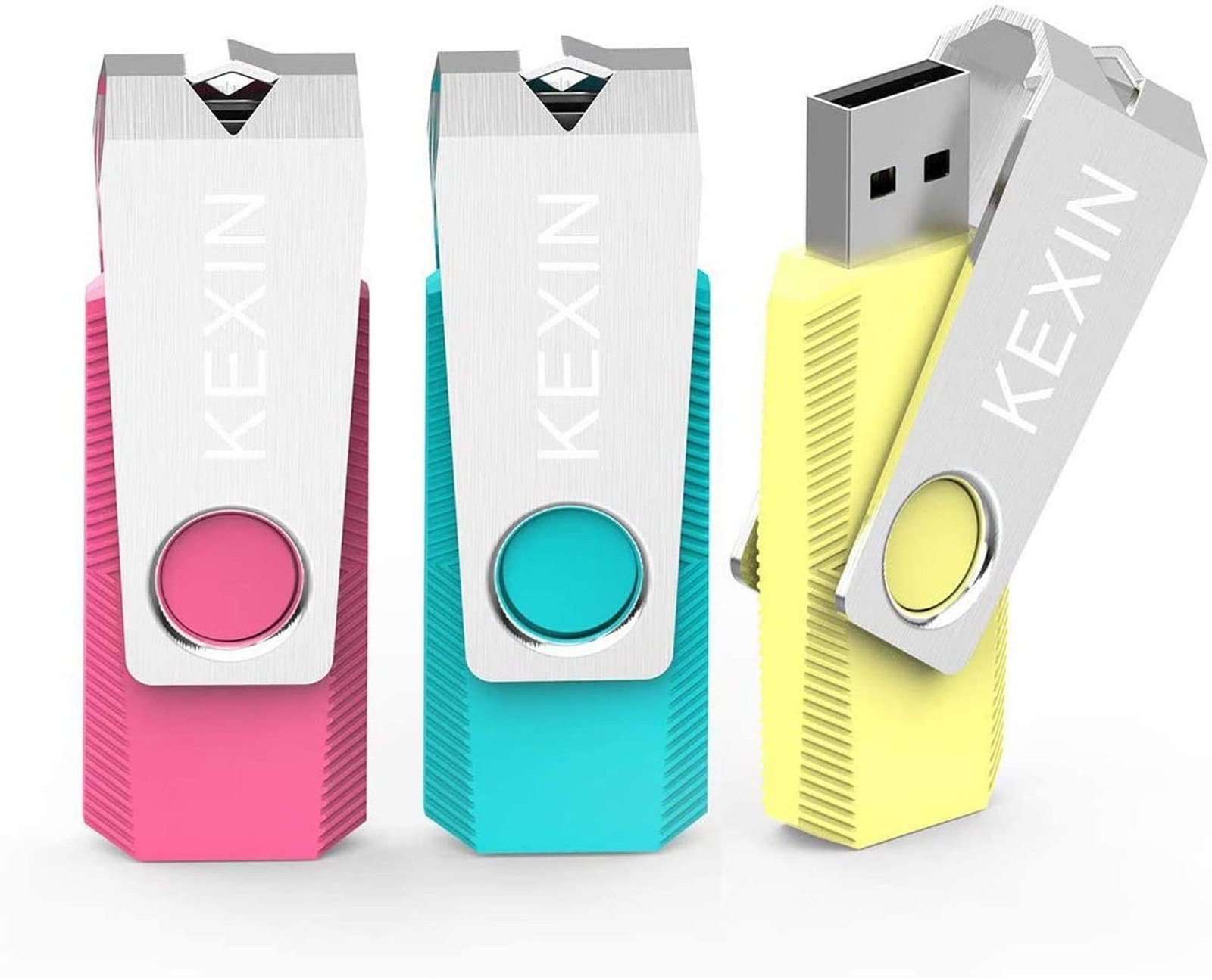 KEXIN Flash Drive 64GB 3 Pack 64 GB Thumb Drive Swivel Pen Drive Data Storage...