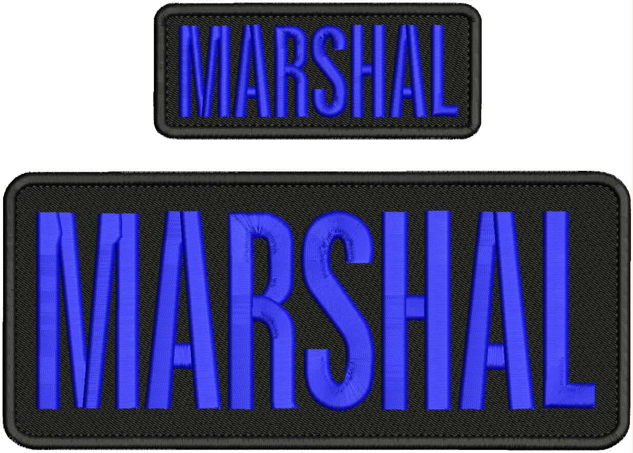 Collectible Embroidery Patch Marshal  4x10 & 2x5'' With Hook Dr BlueOn Black